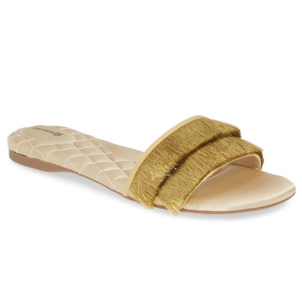Birdies The Sparrow Fringe Sandals Slides Gold